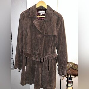 Brown Suede Trench Coat